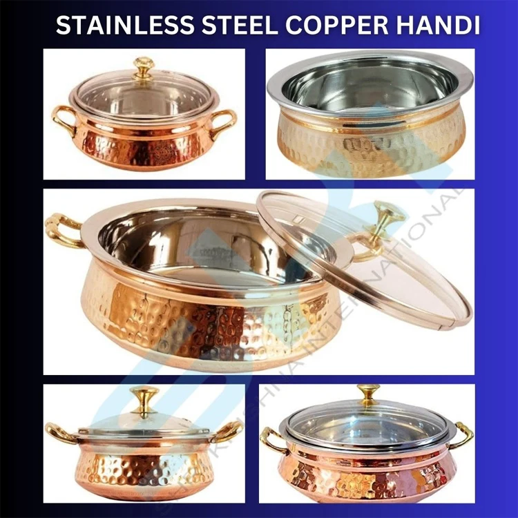 Traditional Design Style Serveware Stainless Steel Copper Tableware Serving Bowl Serving Pot Handi at Affordable Market Price