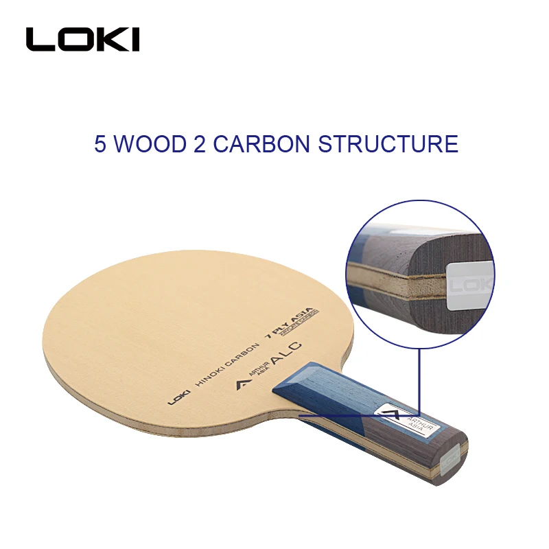 Профессиональное высокоэластичное лезвие для настольного тенниса LOKI ALC Carbon Blade Hinoki