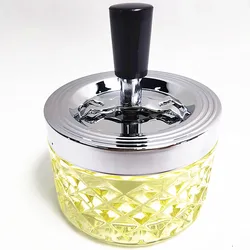 GOURMAID Glass Spinning Ashtray Push Down Spin Ashtray