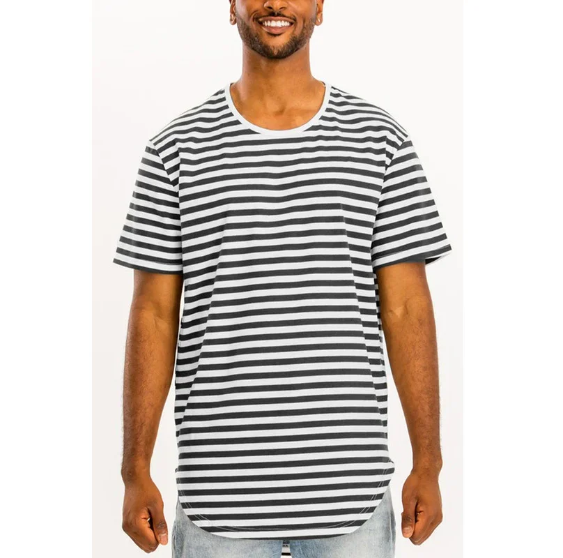 breathable Wholesale Custom Heavyweight T Shirt Vintage Round Neck Line blank plain elongated t shirt for men