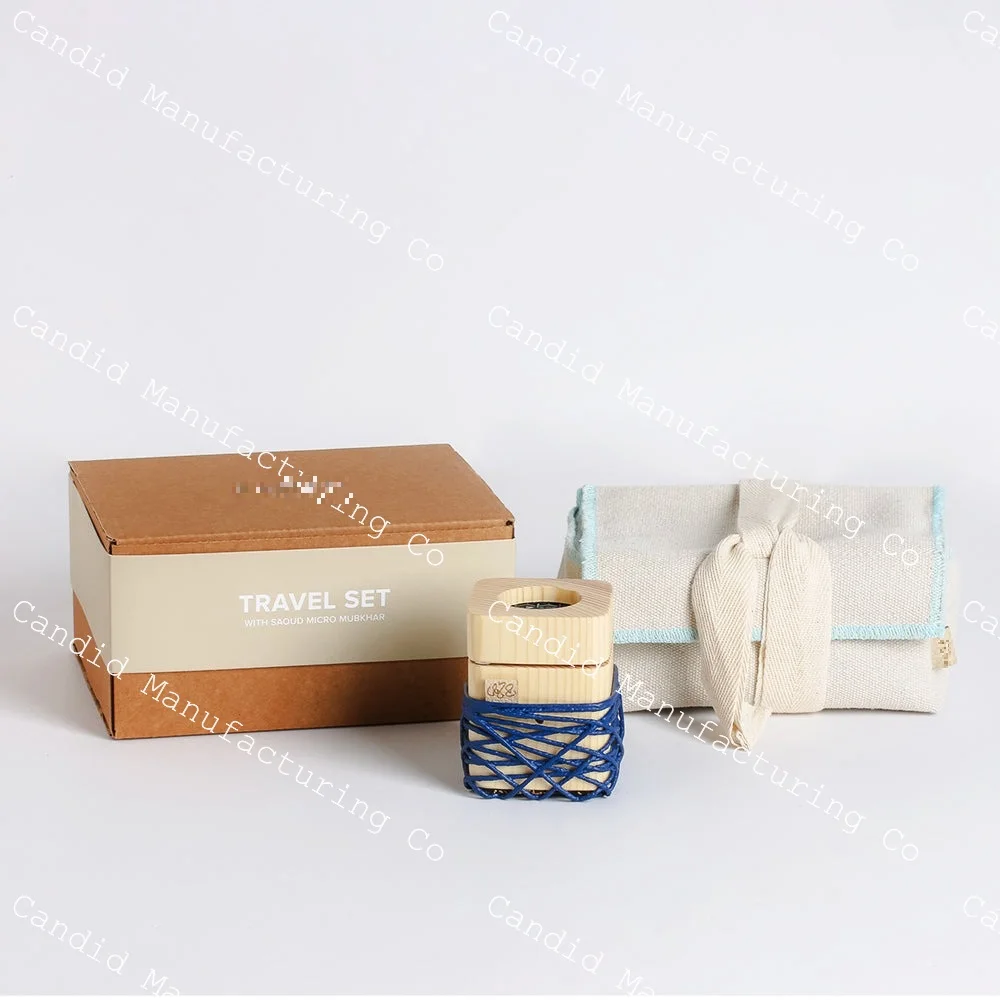 Small Travel Set Wooden Incense Burner with Brand New Micro-Size Mubkhar String Design Incense Holder