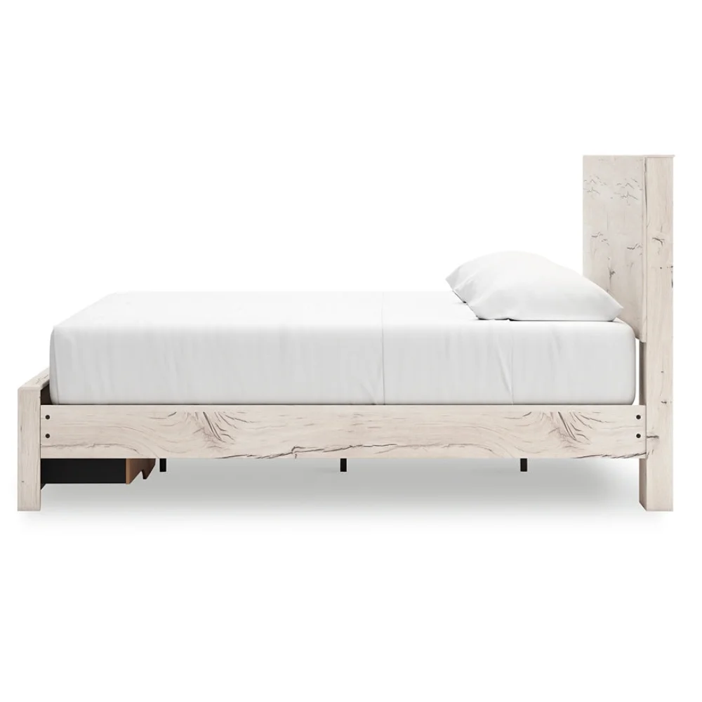Top-Tier Light Natural Queen Size King Storage Bed Elegant Bedroom Premium Vietnamese Wood Craftsmanship Pine Bed Frame