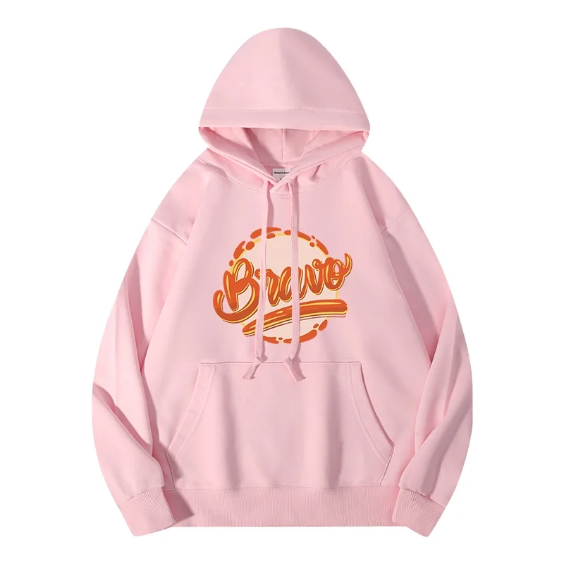 Autumn and Winter New Products Loose Hooded Sweatshirt Terry Shoulder Pullover Solid Colours High Street Casual Customisable