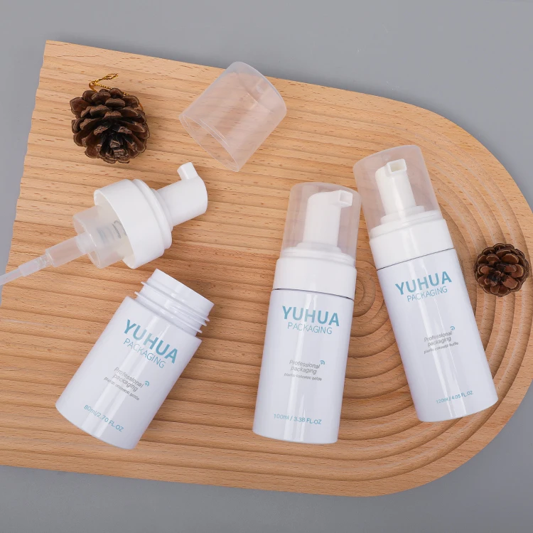 Eco Friendly Cosmetic Foam Containers 150ml 200ml Face Cleaner Empty Plastic White Frosted Foaming Bottle for Shampoo