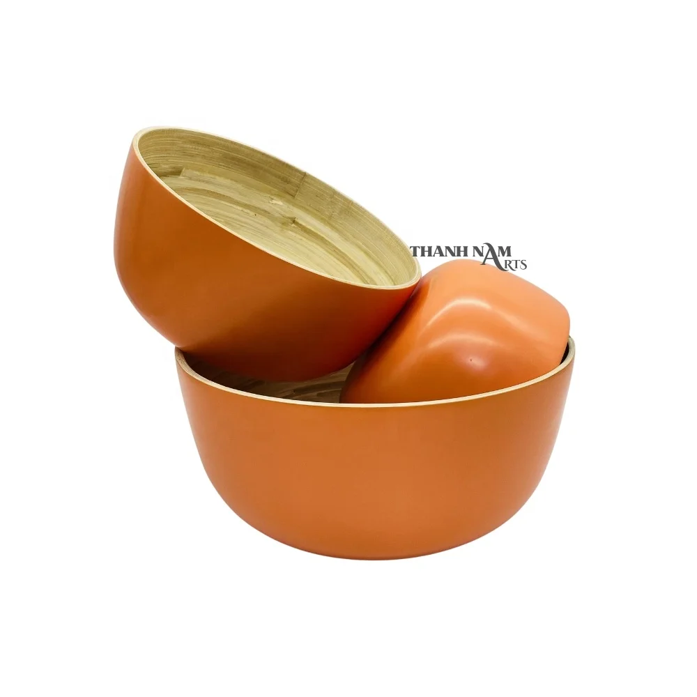Natural bamboo fiber noodles bowls Health Reusable Custom Round bamboo bowl best seller from Vietnam 2023