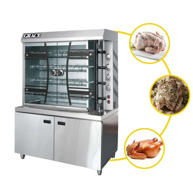 Commercial Fast Food Shop kfc Catering 4/6/8 Rods Restaurant Rotisserie Oven Roasting Chicken Roaster Machine