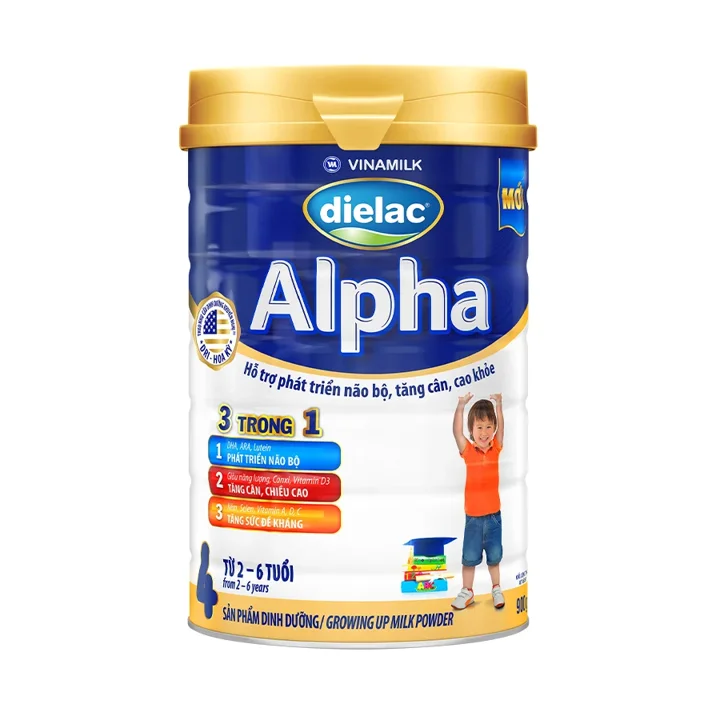Vinamilk - Dielac Alpha - Baby Formula - Baby Milk Powder - Step 4 (For kids from 2-6 years old) 900g x 6 tins per carton GMP