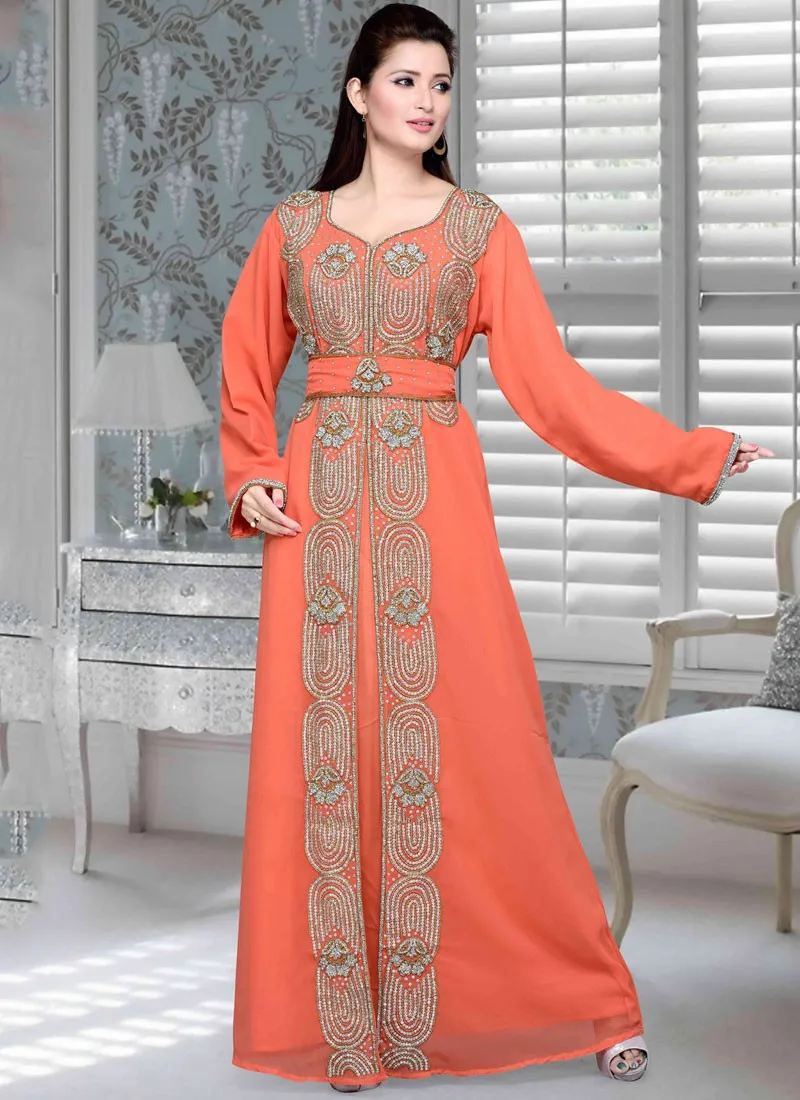 Women Clothing Hand sewing moissanite Beaded Muslim Dress Fitting Comfortable Party Wear Dubai