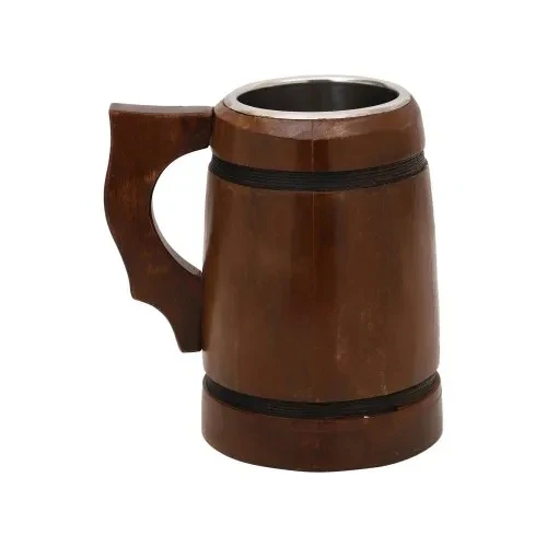 Handmade Minimalist Mango Wood Tumbler Classic Design Drinking Mug Wooden Tankard Beer Glass Stein Tea Cup Party Barrel Mug
