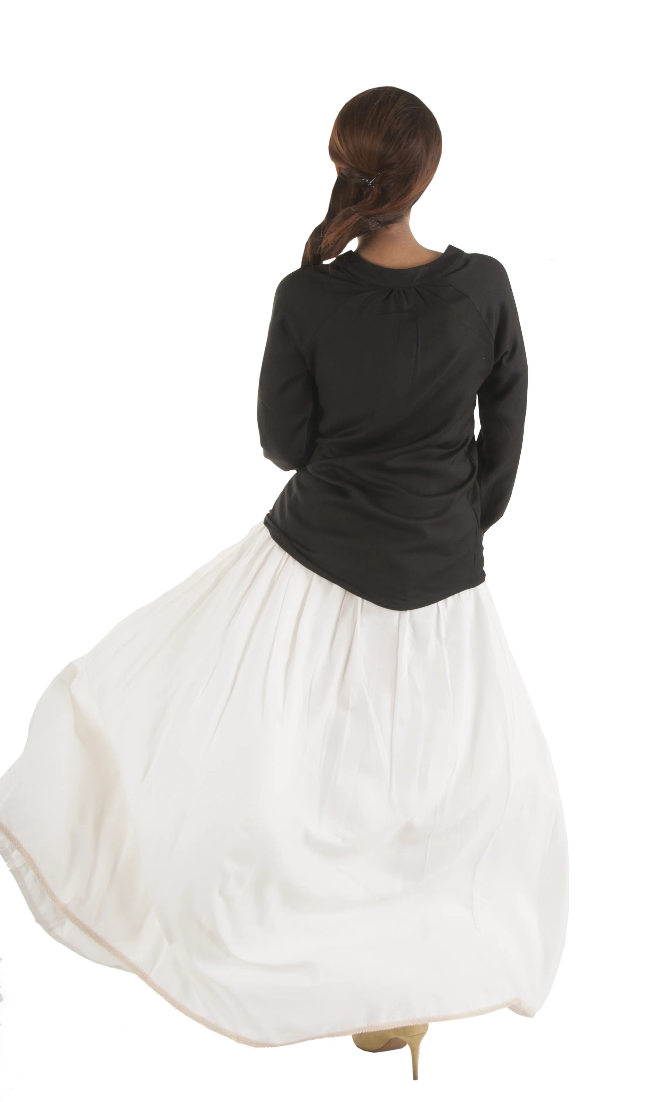 Fashionable and Beautiful White Color Long Skirt with Elastic Waist Band for Young Girls and Women available at Best Price