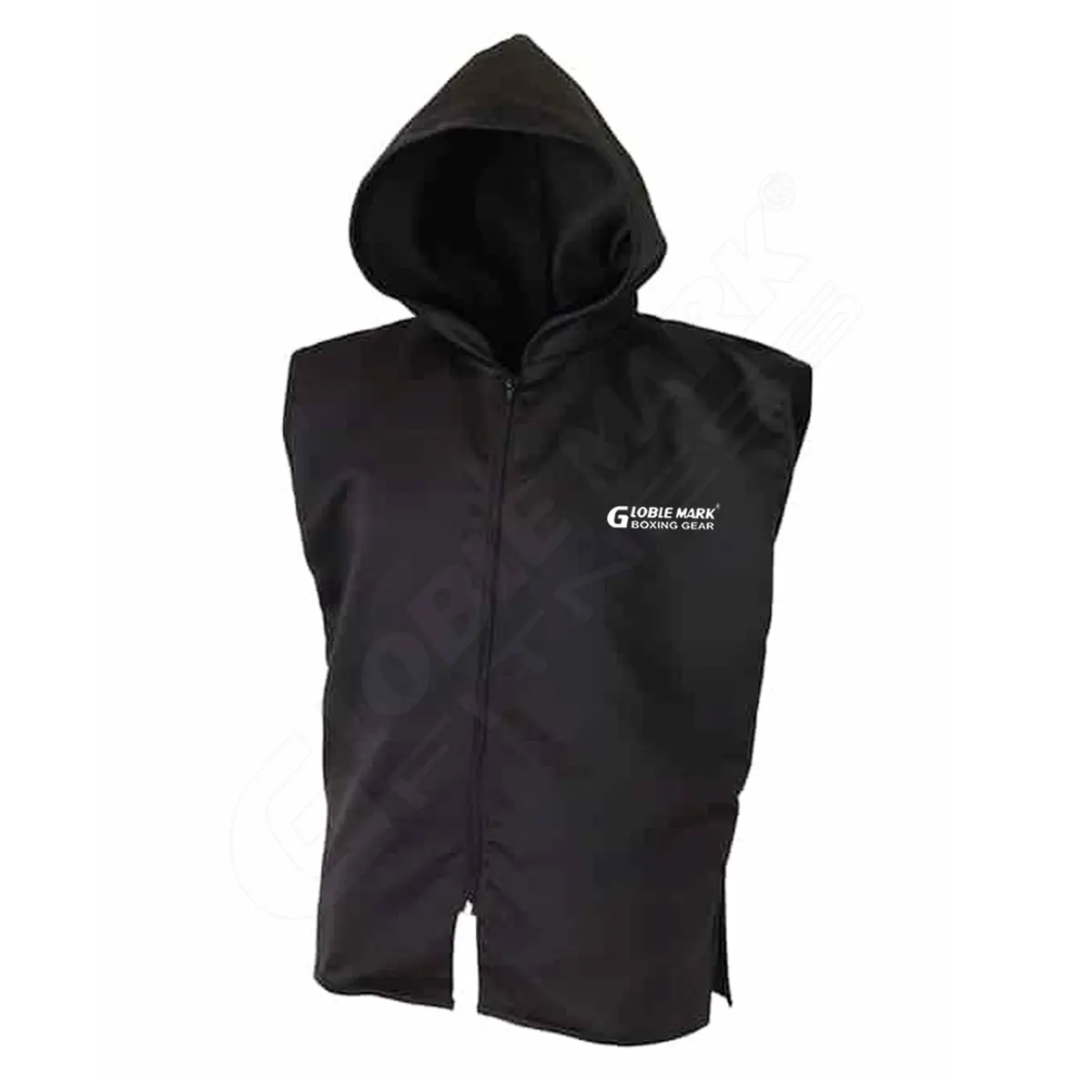 Unisex Personalized Satin Sleeveless Ring Jacket Adult Muay Thai Boxing Champions Competition Sleeveless Jacket With Hood