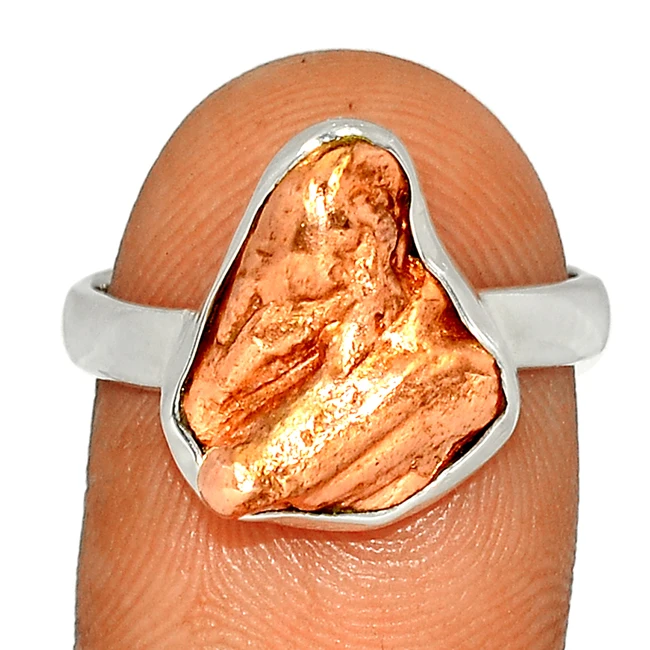 Кольцо с пятью медными Nuggets, ювелирное изделие из стерлингового серебра 925 пробы, изящные кольца Nuggets, натуральный медный камень