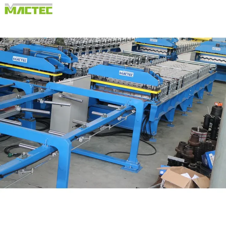 Fast Speed Glazed Colored Aluminum Zinc Color Steel Trapezoidal Sheet Coil Roof Tile Roll Forming Machine