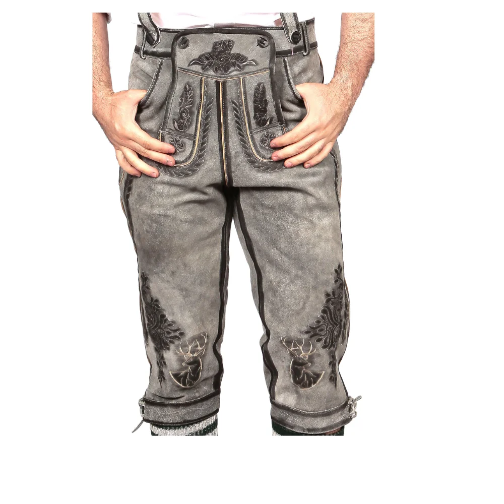 German Costume Lederhosen Short grey / Bavarian Trachten Lederhosen Men /  Oktoberfest Outfit Traditional German Clothing
