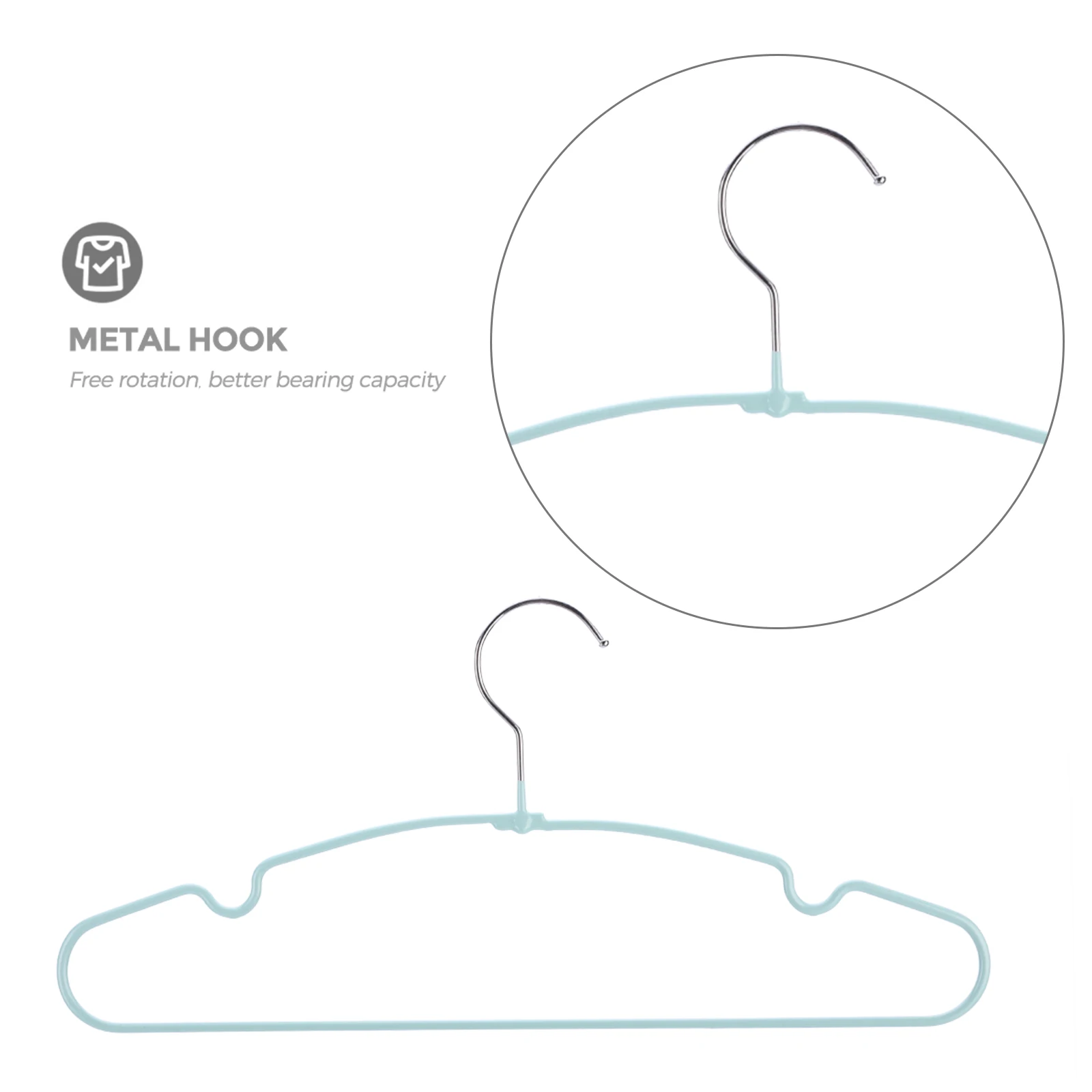 Wholesale Light Blue Non Slip Metal Impregnated Coat Hanger