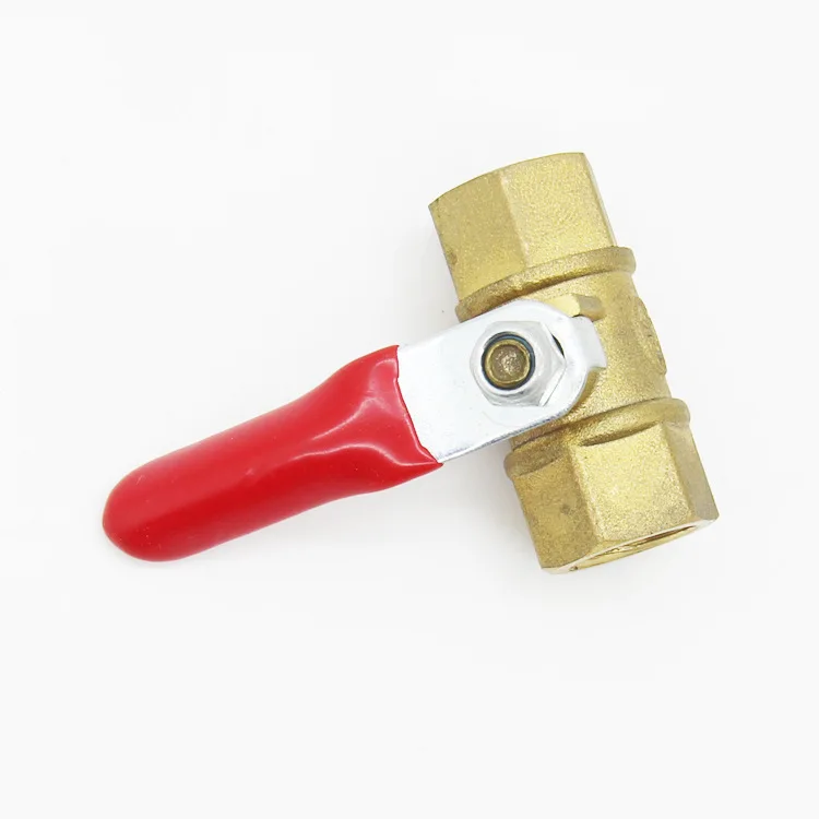 Internal and external thread 2-point 1/4 red handle brass pneumatic ball valve/water valve