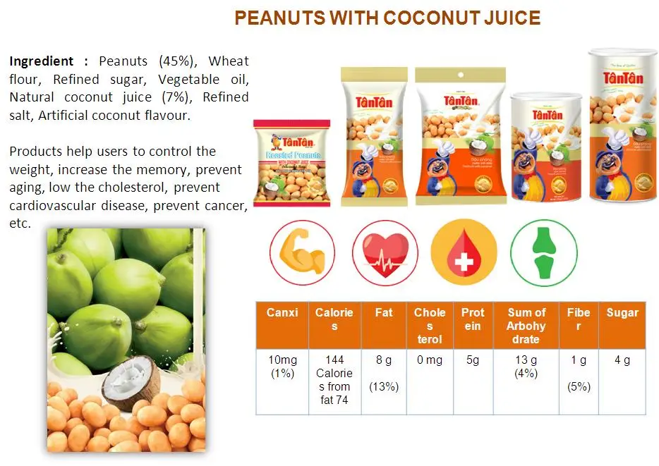 TAN TAN COMPANY Flavor Peanut With Coconut Milk so crisp in retails packing factory  in Vietnam