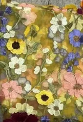 Bridal Fabric for Wedding Dress, 3D Flower French Tulle Lace Applique/African Embroidery Cotton Embroidered fabric