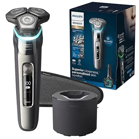 Электробритва Philips Norelco 9500 перезаряжаемая мокрой и сухой с быстрой очисткой Дорожный Чехол всплывающий триммер S9985/84 черный