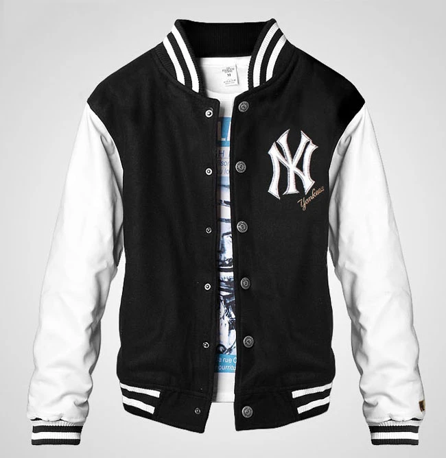 OEM Manufacture New Design Winter Men Coat Blue Wool Body & Bright Varsity Jacket