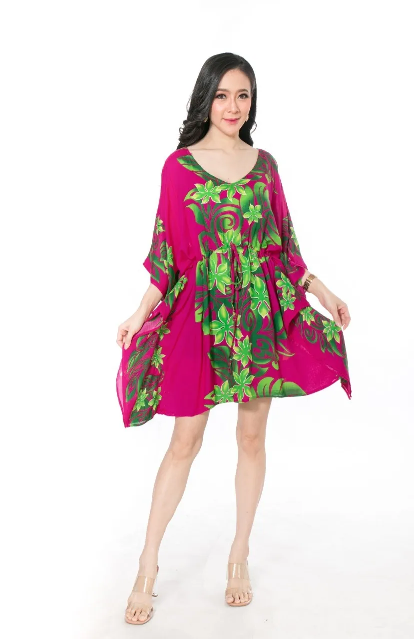 Free Size Boho Style Clothing Summer Women Multicoloured Printed Midi Kaftan Dress V-neck Spaghetti Strap Overalls