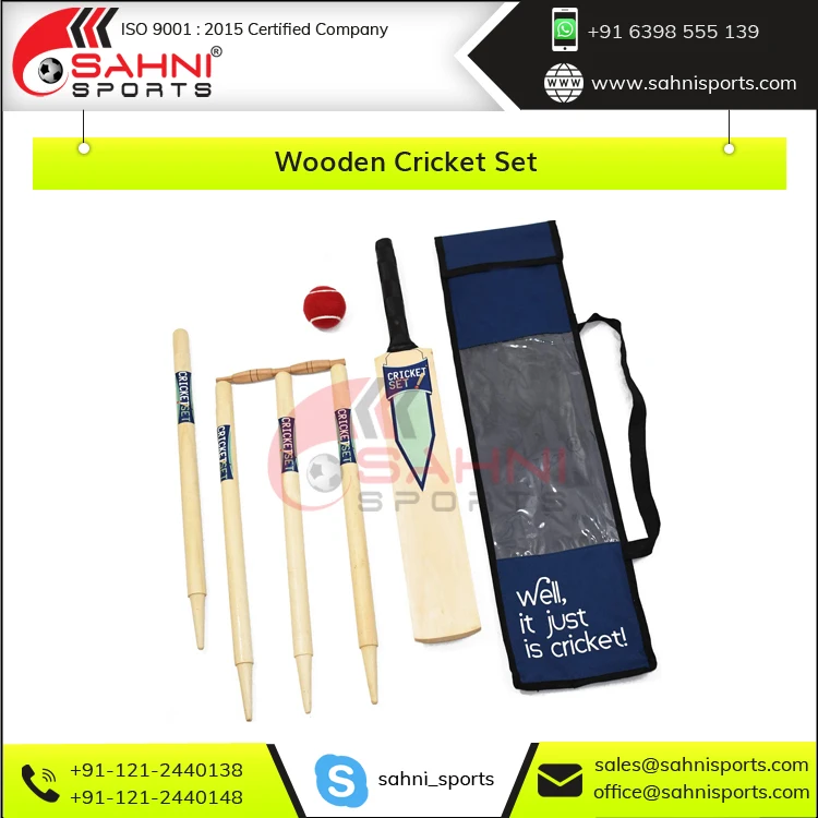 Best Selling Premium Quality Customized Popular White Willow Made Wooden Cricket Set for Promotion Purpose