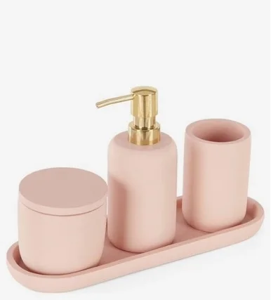 Modern Resin Bathroom Set of 4 Bathroom set  toothbrush holder soap dispenser soap box in  resin mirror custom bathroom set ba