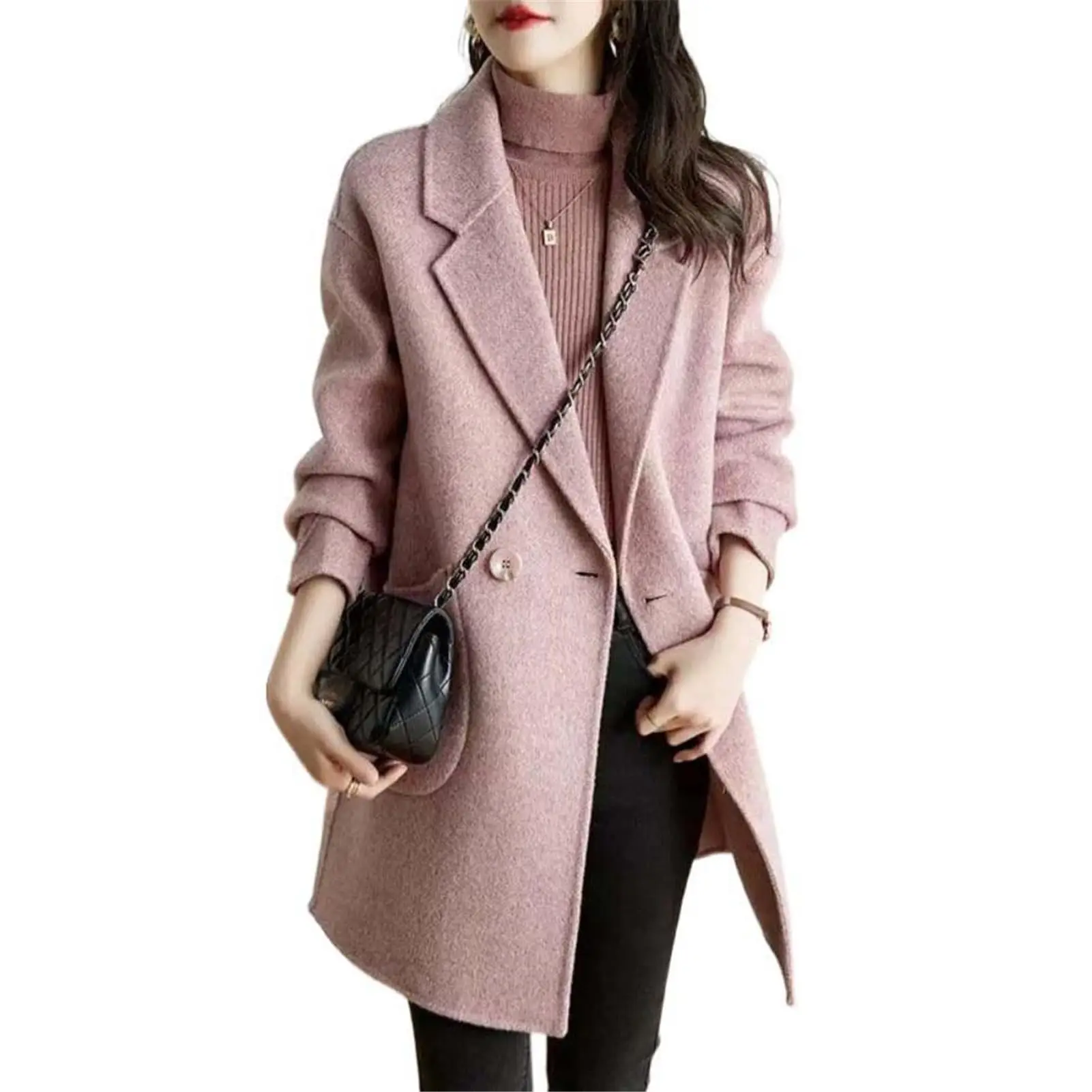 Wool Blends Women Winter Coat Fashion Jacket  Cotton Long Wool Jacket Women Autumn Winter 2023 Collar Double  Wool & Blends