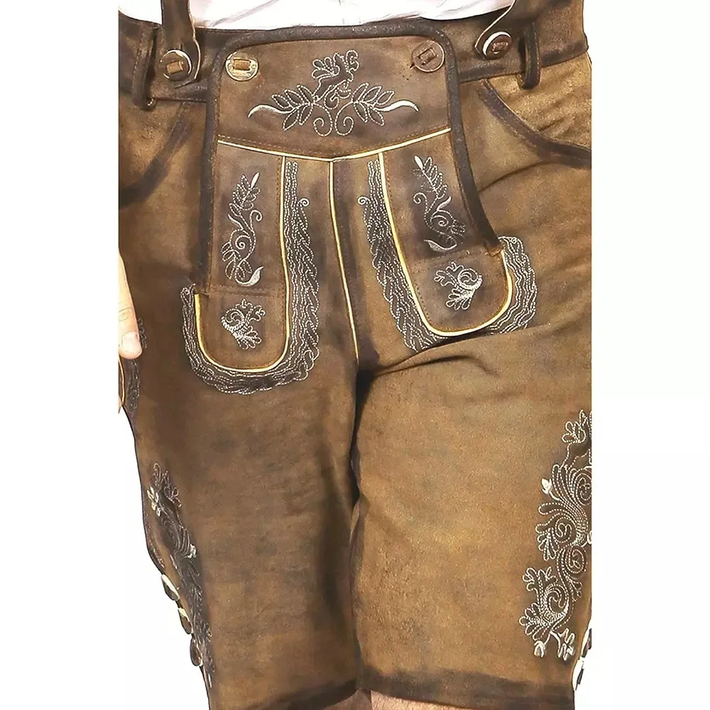 OEM Bavarian Short Lederhosen Men 100% Suede Leather Traditional Authentic German Outfit Wholesale Men Oktoberfest Costume