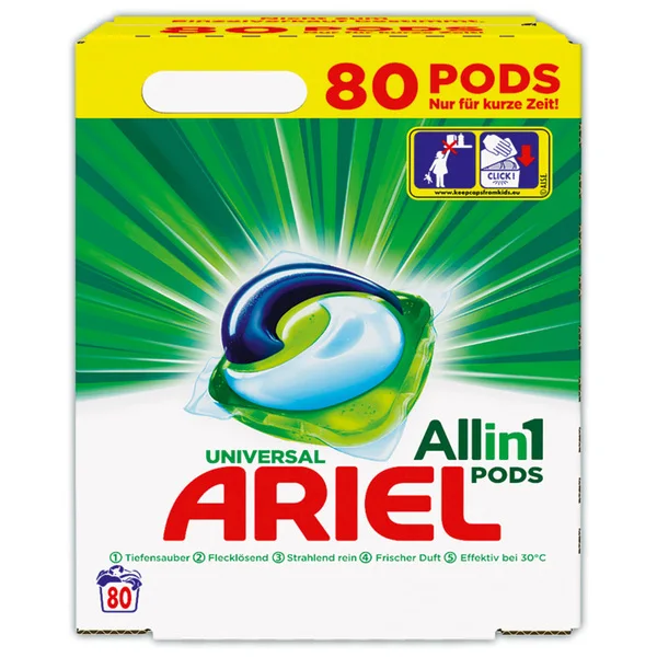 Ariel Pods All-in-One Colour Washing Liquid Laundry Detergent Tablets/Capsules, 108 Washes (54 x 2)