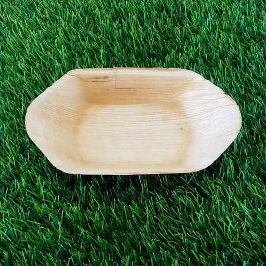 Bamboo Disposable Palm Leaf Rectangle Diamond Shape Deep Bowl 8.5 x 4.5 Inches 2 Inches Depth Fruit and Snack Items Bowls