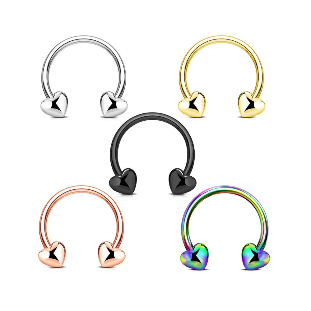 Non Tarnish Gold Stainless Steel Nose Hoop Rings Small Love Heart  Women Piercing Jewelry for Girls Pierced Nose
