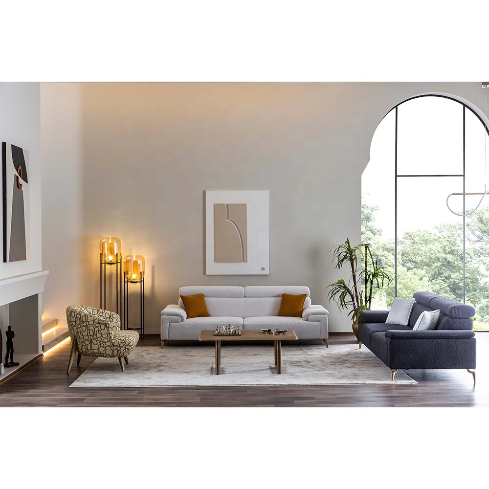 Italian Modern Luxury European Recliner Sofa Set Gold Metal Cleanable High Quality Glossy Fabric Turkish Living Room Furniture