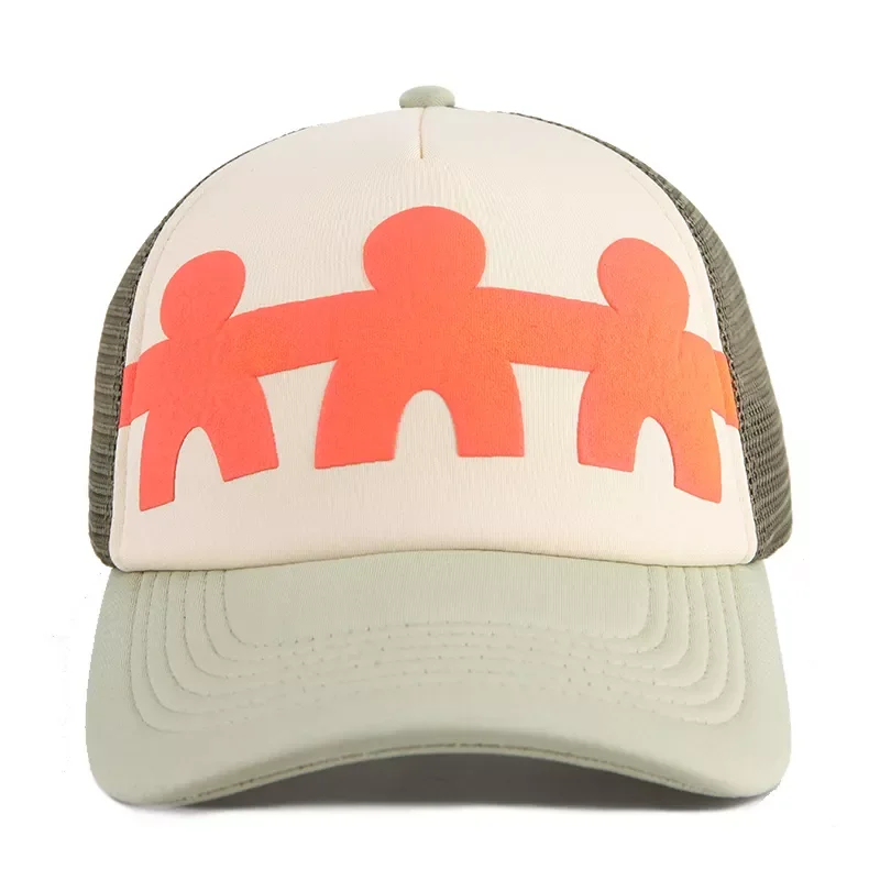 Wholesale Customization High Quality OEM New Flower Embroidery Patch 5 Panel Orange Velvet Trucker Hat