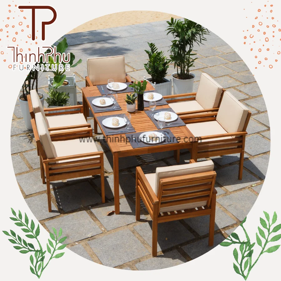 Modern Dining Set 6 Dining Chairs - Wood Modern Luxury Vietnam Supplier Furture Outdoor Outdoor Furniture Contemporary 6 Seater