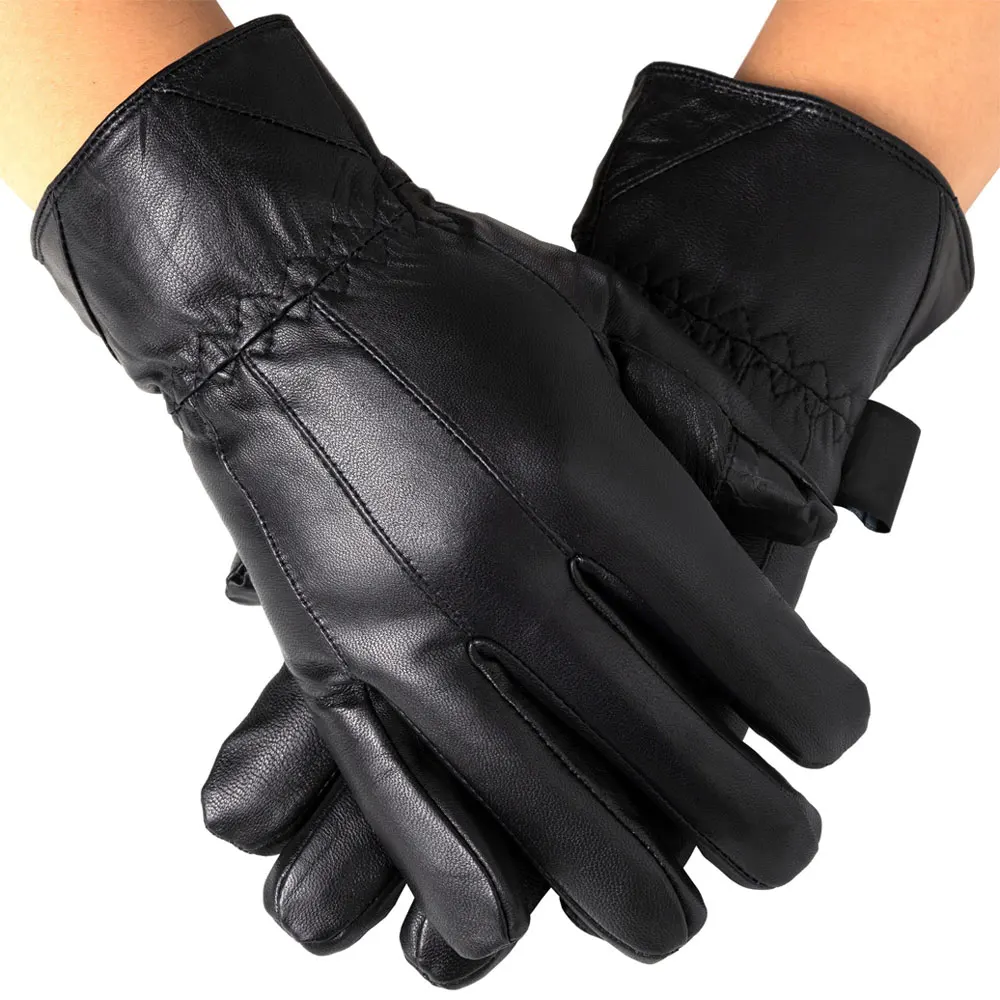 Men Real Sheepskin Lamb Leather Gloves Tuv Test Car Driving Winter Cold Weather Best Touchscreen Texting Genuine Leather Gloves