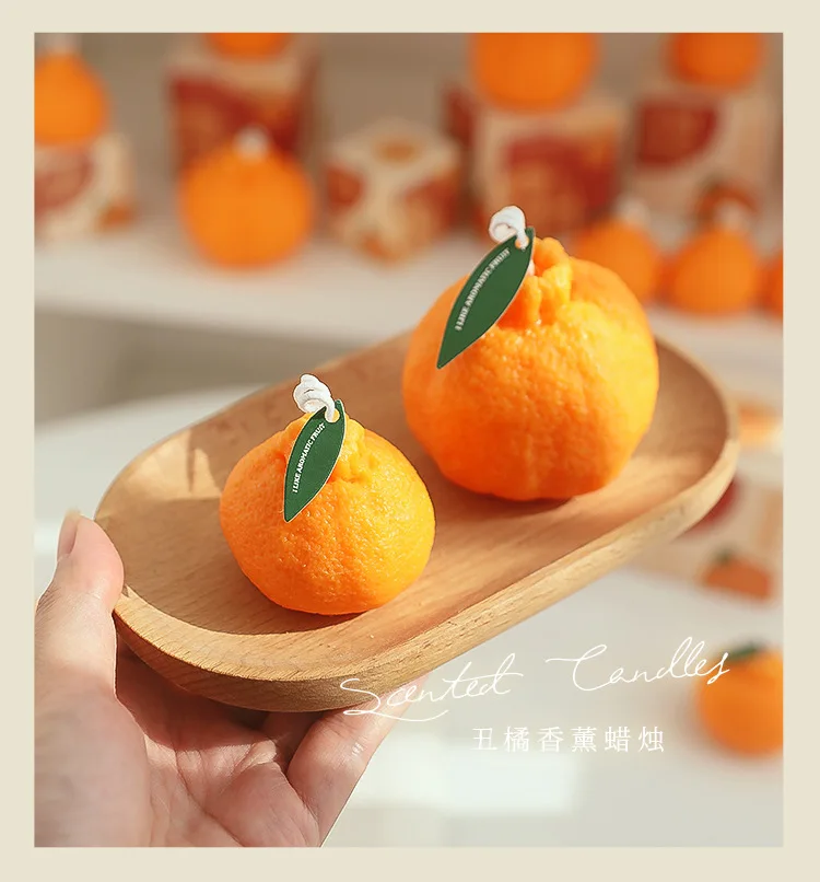 custom private label natural decorate orange fruit shaped aromatherapy scented candles