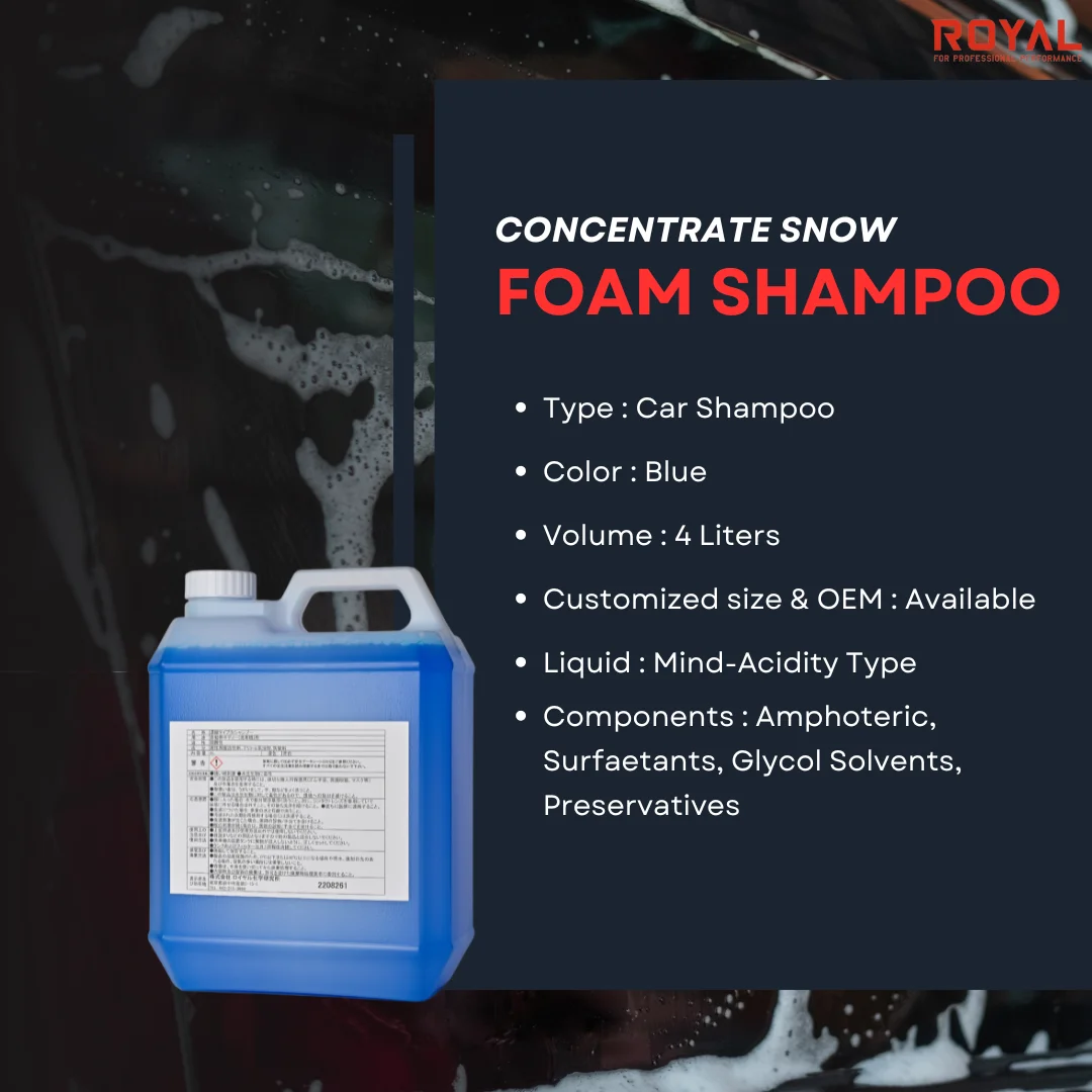 ROYAL CONCENTRATE SNOW FOAM TOUCHLESS SHAMPOO- CAR CLEANING SHAMPOO (4L),Customized size available