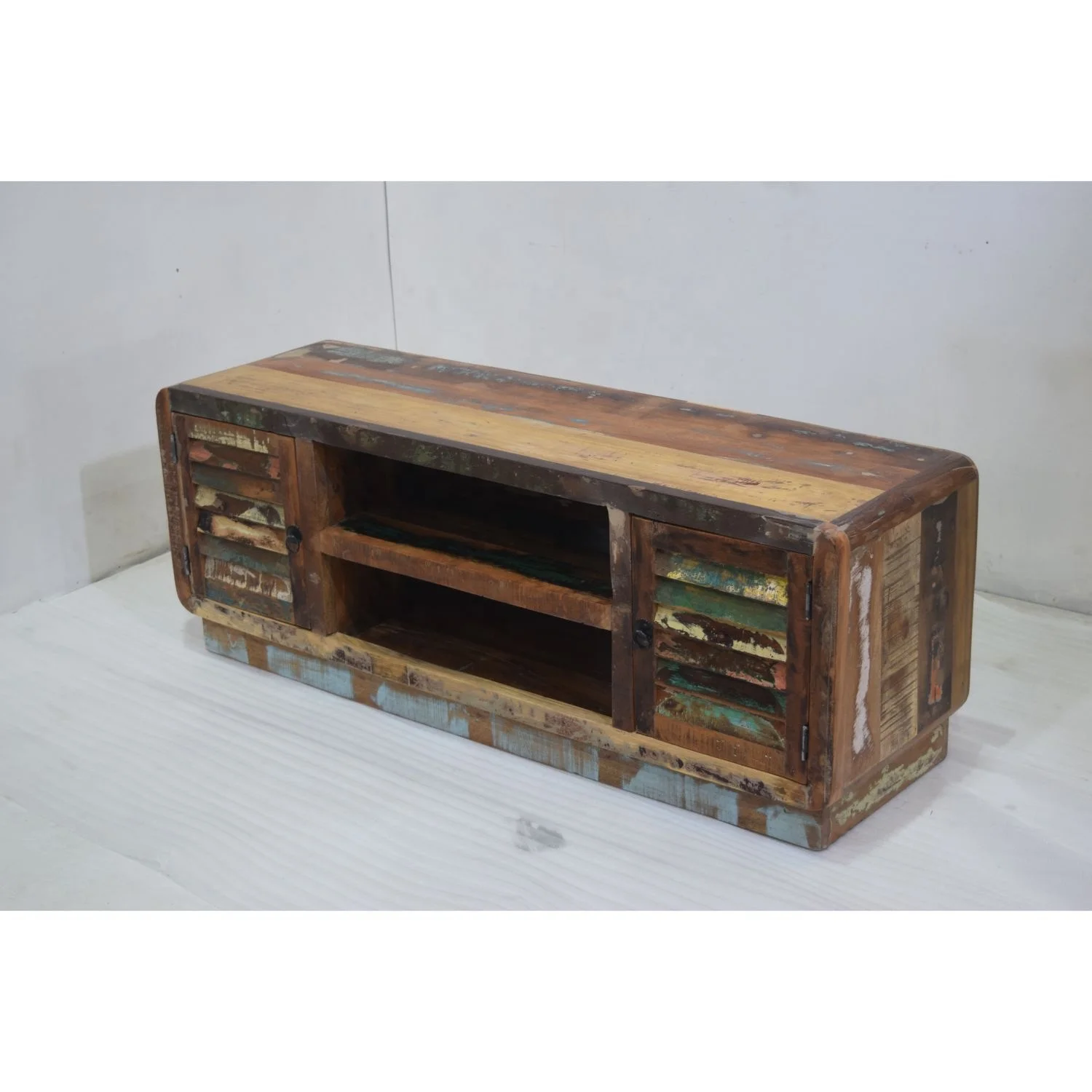 Ethnic Indian Antique Reclaimed Wooden Storage Display Living Room BedRoom Hotel Apartment Villa Entertainment Tv Stand Cabinet