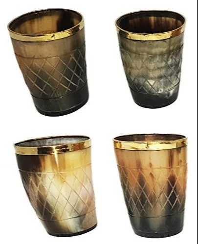 White Horn wine Tumbler Glass Drinkable Tumbler Natural High Quality Custom Glass Buffalo Natural Horn Beer Drink Glass Horn