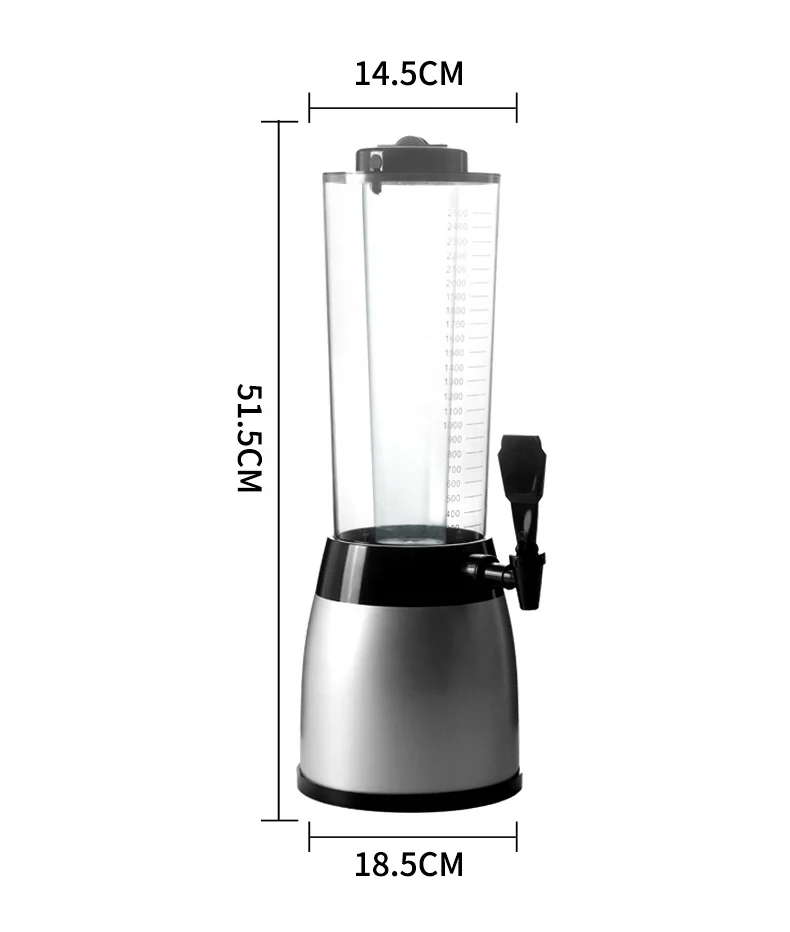 bottoms up plastic 2.5l acrylic juice dispenser juicer bottle customized beer tower dispenser