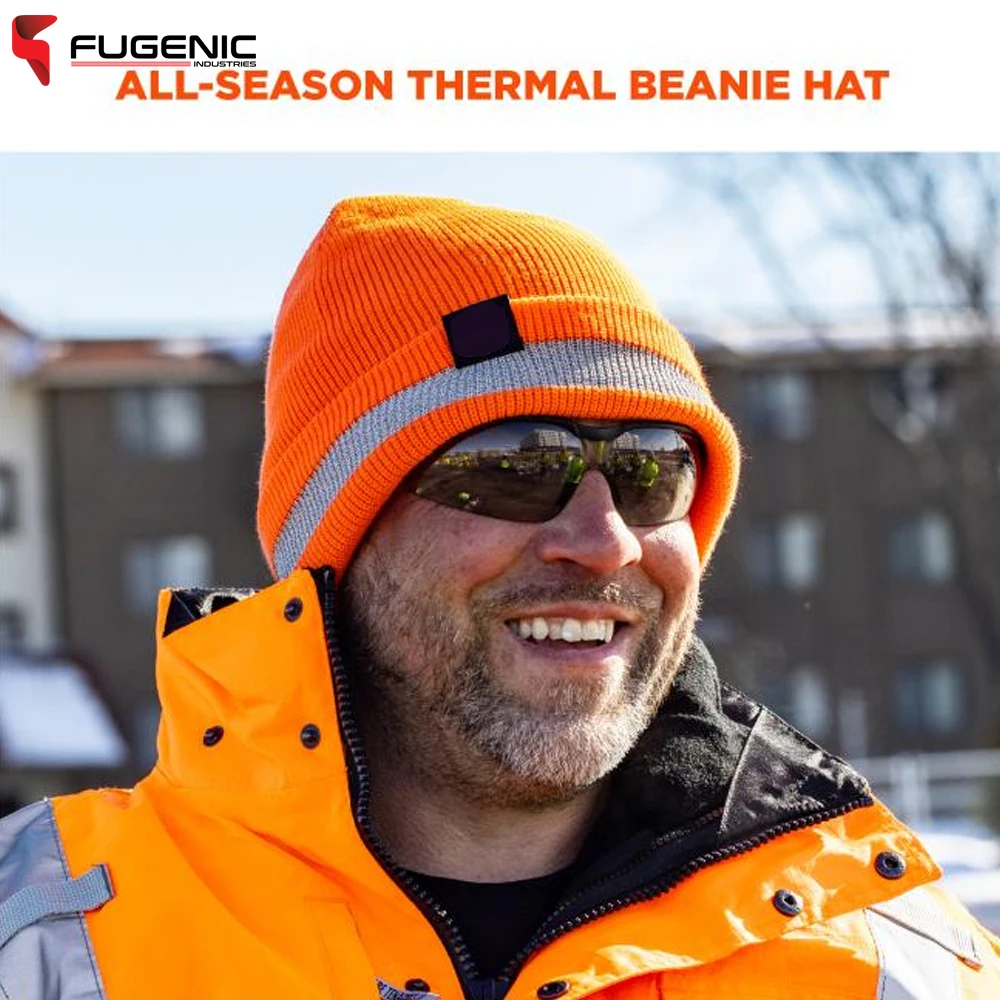 Beanie Cap In Orange Color Made In Pakistan New Arrival Product Safety Hi Vis Work Wear Knit Cuffed Beanie BY Fugenic Industries