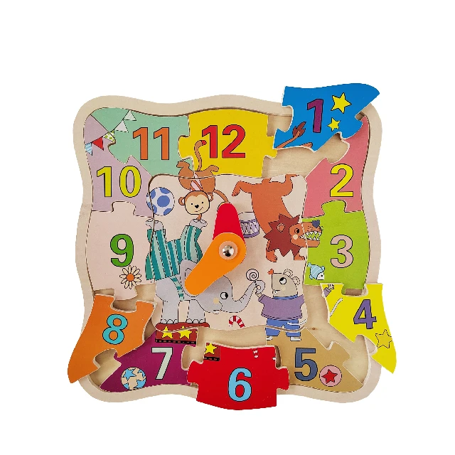 Wooden clock puzzle for kids