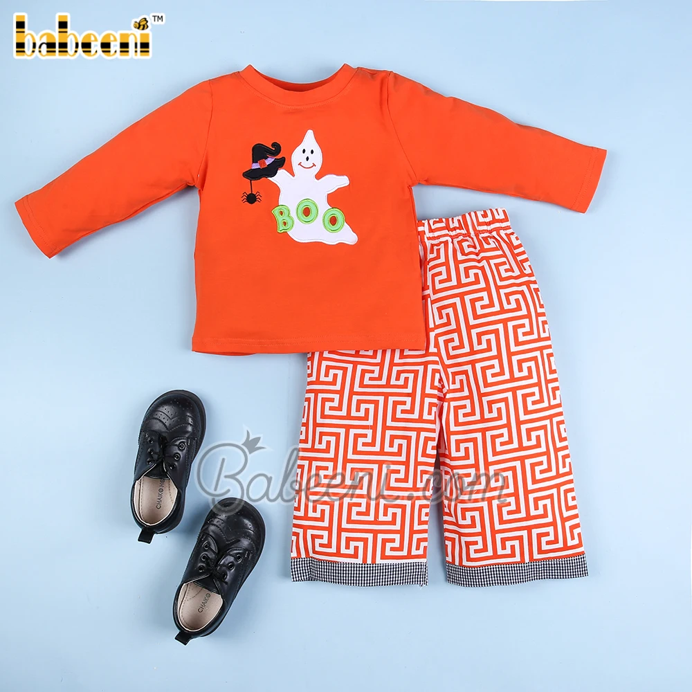 Lovely boy Boo appliqued set ODM OEM wholesale smocked children clothing set Babeeni brand - BB2122