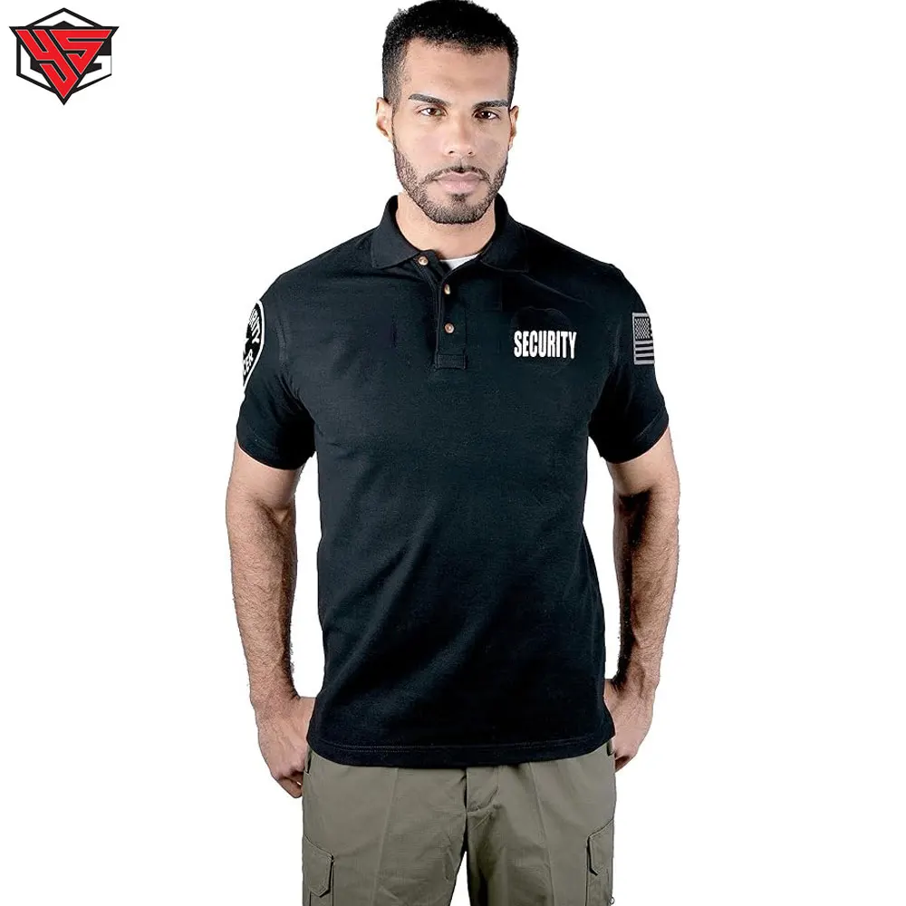 Polyester Tactical Security Polo Shirts Embroidered Patches Printed ID Durable Professional Attire Security Guards