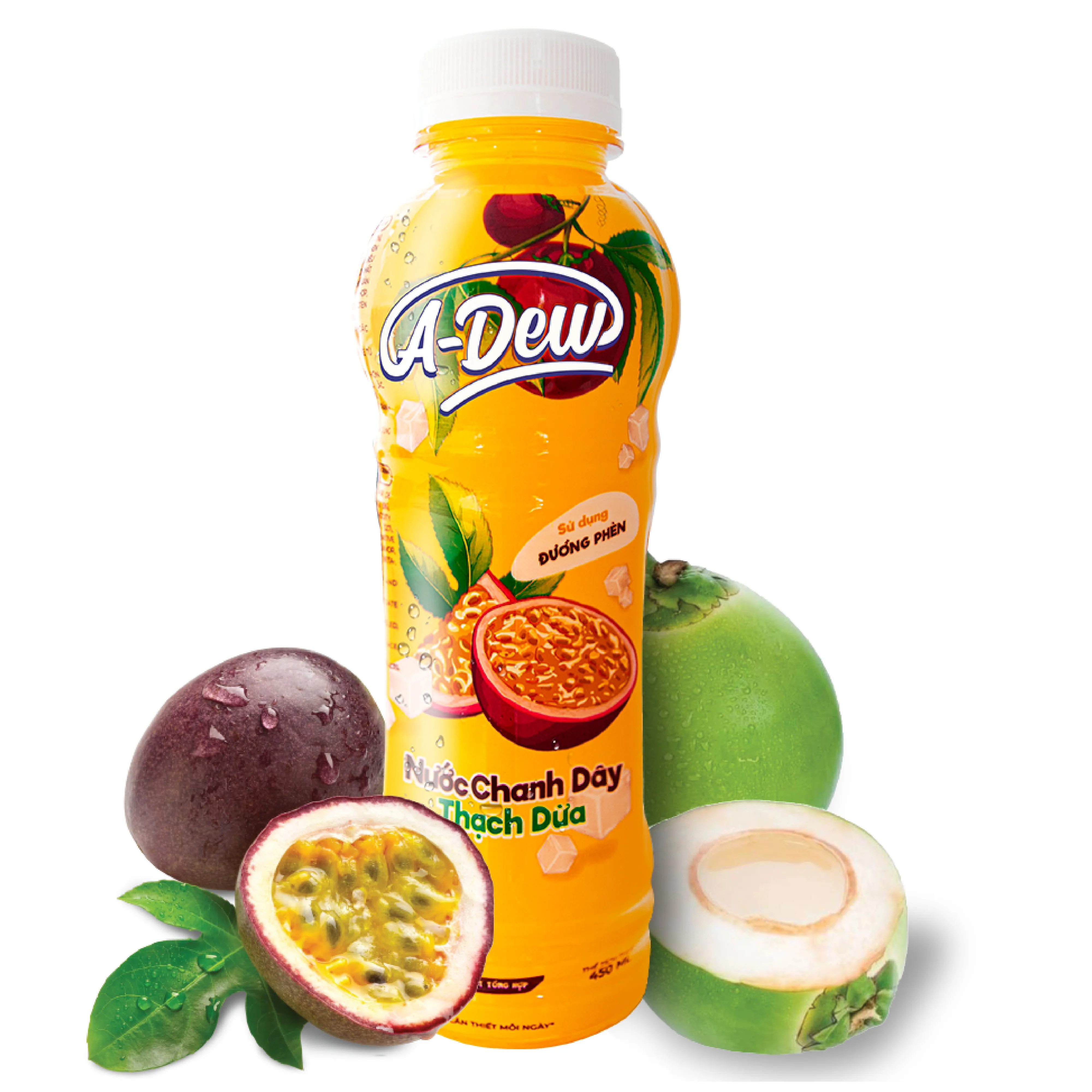 Мягкий кислый напиток A-Dew со страстными фруктами с алоэ вера бутылка 450 мл от лучшего вьетнамского поставщика-Lai
