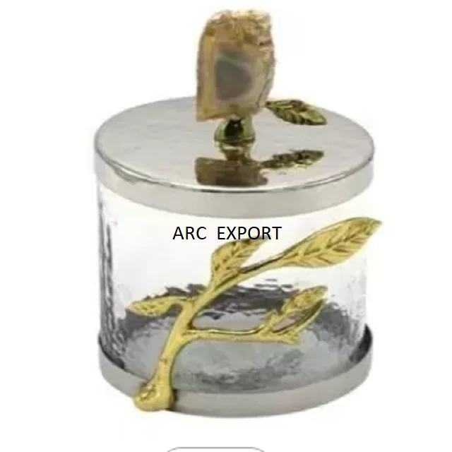 Aluminum With Fancy Designer With Glass Metal Sweets Box With Designer Luxury Spoon Ware Sweets Box For Selling