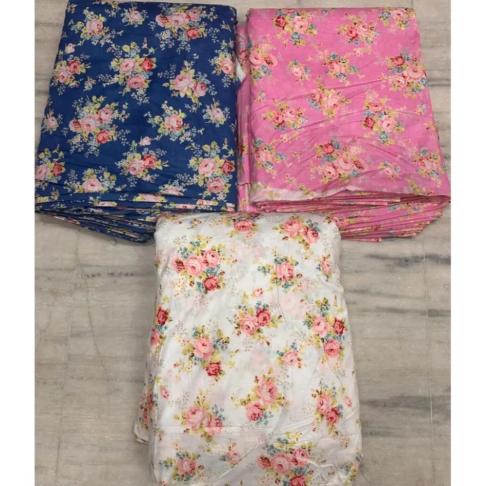 Most Selling Indian Handmade Block Printed Garment Fabric Soft Cotton Light Weight Fabric for Export Sale