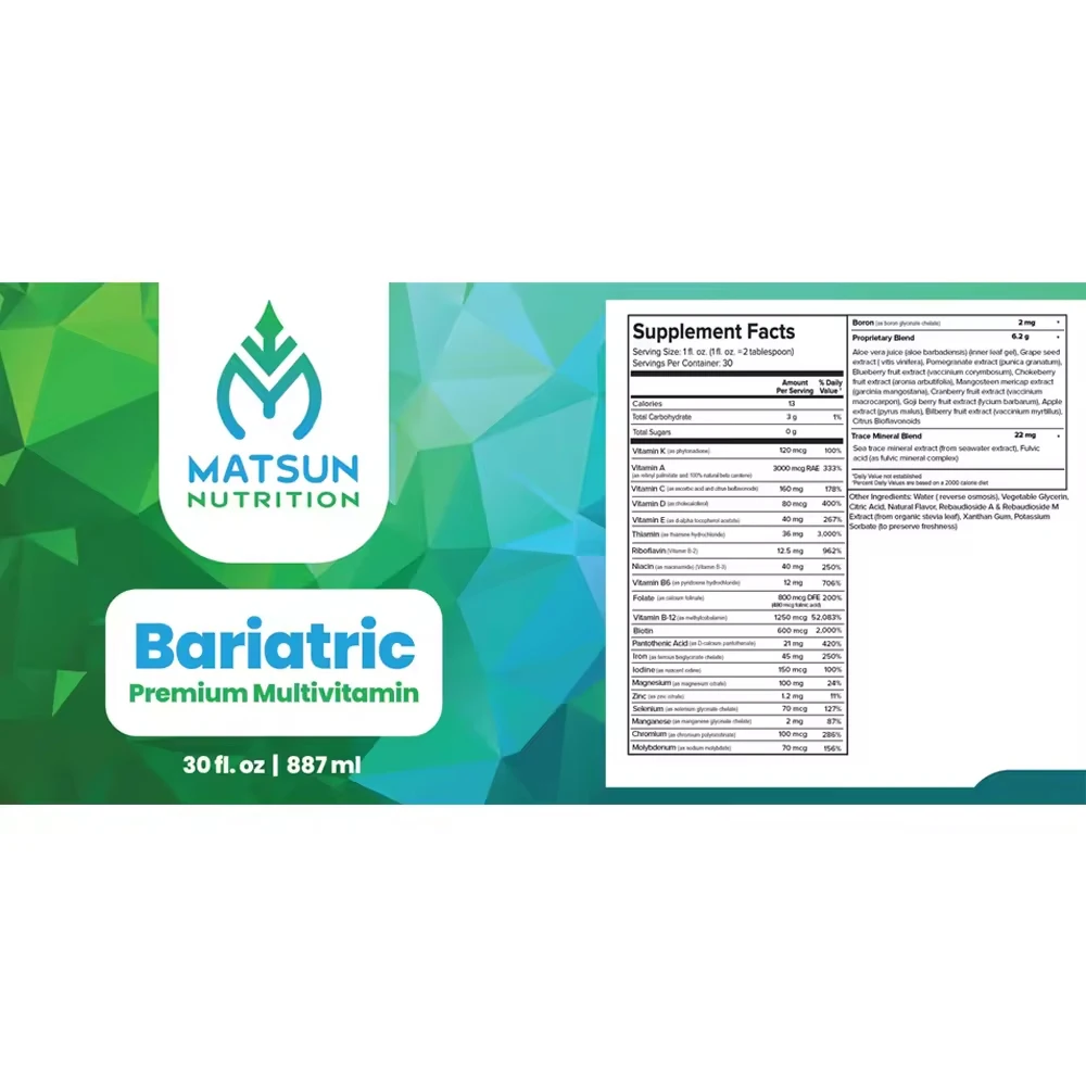 High Quality Best Selling Matsun Nutrition Bariatric Liquid MultiVitamin 30 oz Nutritional Supplements