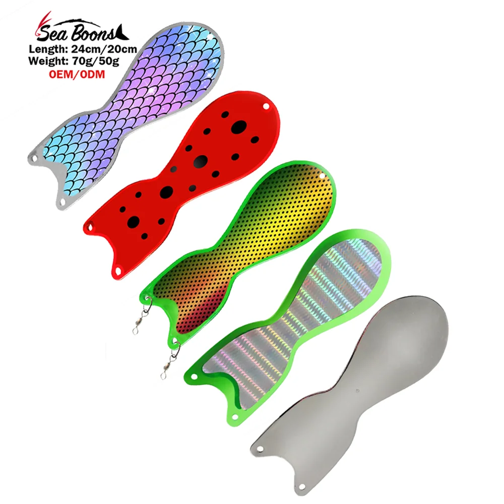 New 8in 9.5in Chrome Sliver Spin Fishing Spinner Trolling Lures Flasher Paddle Fish Shaped Blade Salmon Flasher